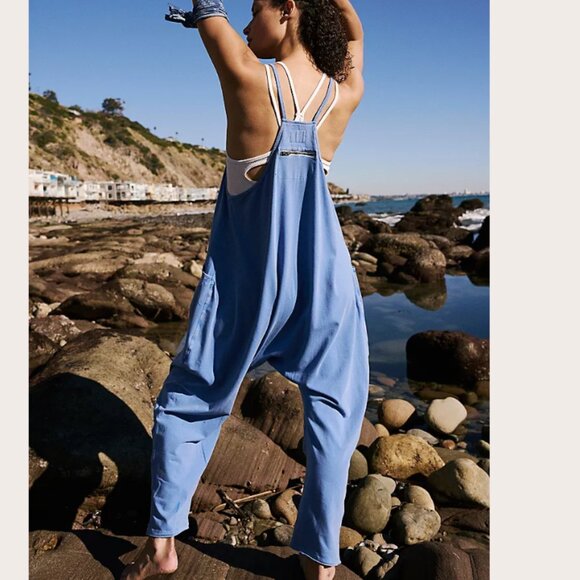 new Free People Hot Shot Onesie Jumpsuit 💙Misty Blue 257 3J2 - Picture 3 of 17
